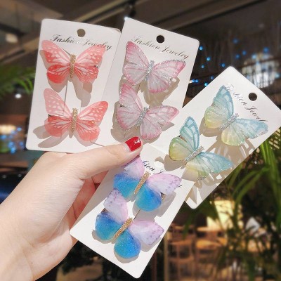 2pcs/pack Girls Beautiful Colorful Butterfly Hairpins Hair Clips Sweet Hair Ornament Girls Hair Accessories