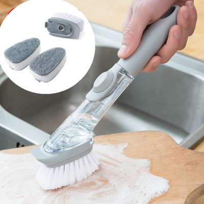 2 in1 Kitchen Cleaning Brush with Removable Brush head Sponge Soap Dispenser Dish Washing Brush Set Kitchen Clean Tools